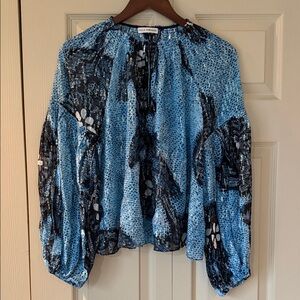 Ulla Johnson Top Size 8 Blouse Blue Sparkle